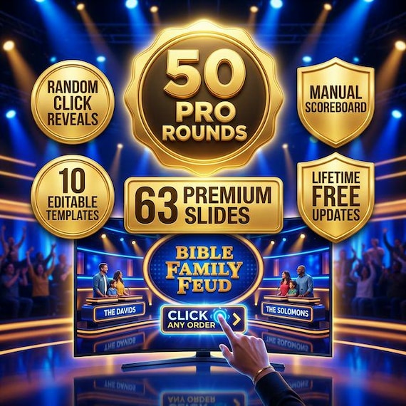 Bible Family Feud Game, Christian Bible Feud, Church Bible Feud, Kids Bible Feud Game, Friendly Feud Bible Trivia, TV Show PowerPoint