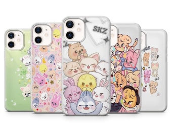 Funda para móvil SKZOO con diseño de animales de dibujos animados, estilo Kpop Stray Kids, compatible con iPhone 17, 16, 15, 14, 13, 12, 11, Samsung S25, S24, S23, A56, A36, A16 y Pixel 10.