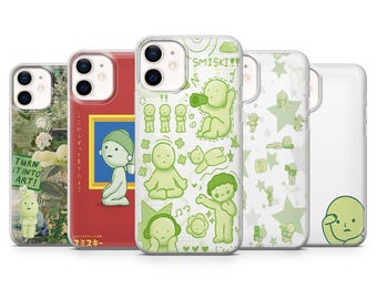 Smiski Phone Case Japanese Minimal Illustration Cover for iPhone 17 Pro, 16, 15, 14, 13, 12, Samsung S25, S24, S23, S22, A16, Pixel 10, 9, 8