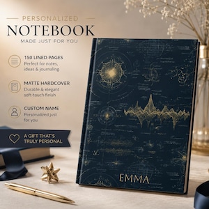 Hardcover Journal Physics and Space Design Personalized Notebook Gift for Scientist