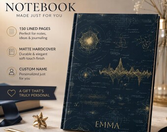 Hardcover Journal Physics and Space Design Personalized Notebook Gift for Scientist