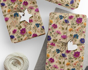 Wildflower Wrapping Paper Matte or Glossy Rustic Botanical Gift Wrap