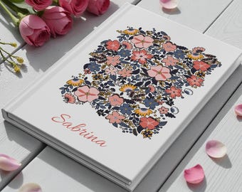 Carnet de notes floral personnalisé avec nom personnalisé