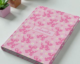 Personalized Pink Bow Notebook - Floral Hardcover Journal