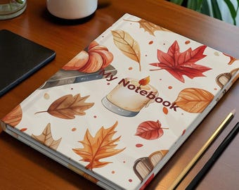 Hardcover Notebook | Autumn Leaves & Candle Design | 150 Ruled Pages