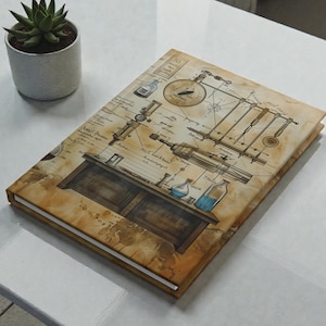 Hardcover Notebook | Vintage Physics Lab Design | 150 Ruled Pages