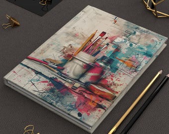 Quaderno con copertina rigida / Design creativo a pennello / 150 pagine a righe