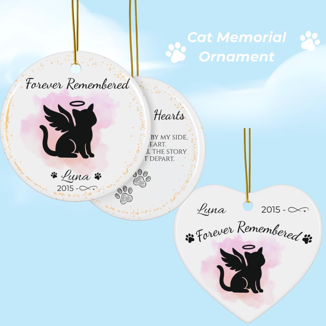 Ceramic Cat Memorial Ornament | Double-sided | Round Shape ...