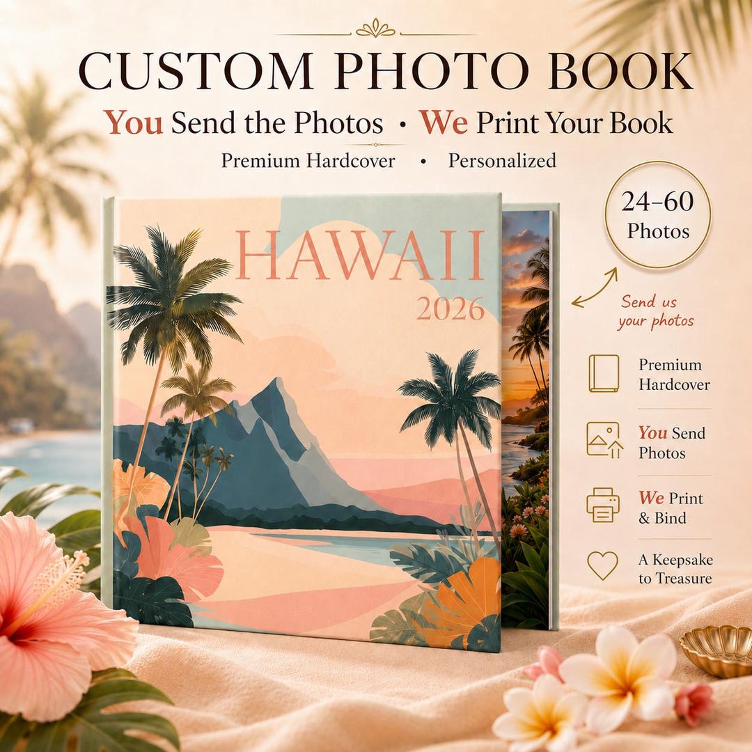 Hawaii Travel Photo Book 8x8 Custom Vacation Album Tropical Beach