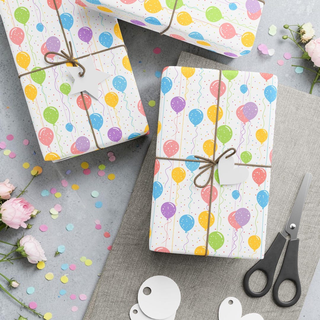 Colorful Balloon Wrapping Paper: Birthday Party Gift Wrap - Etsy