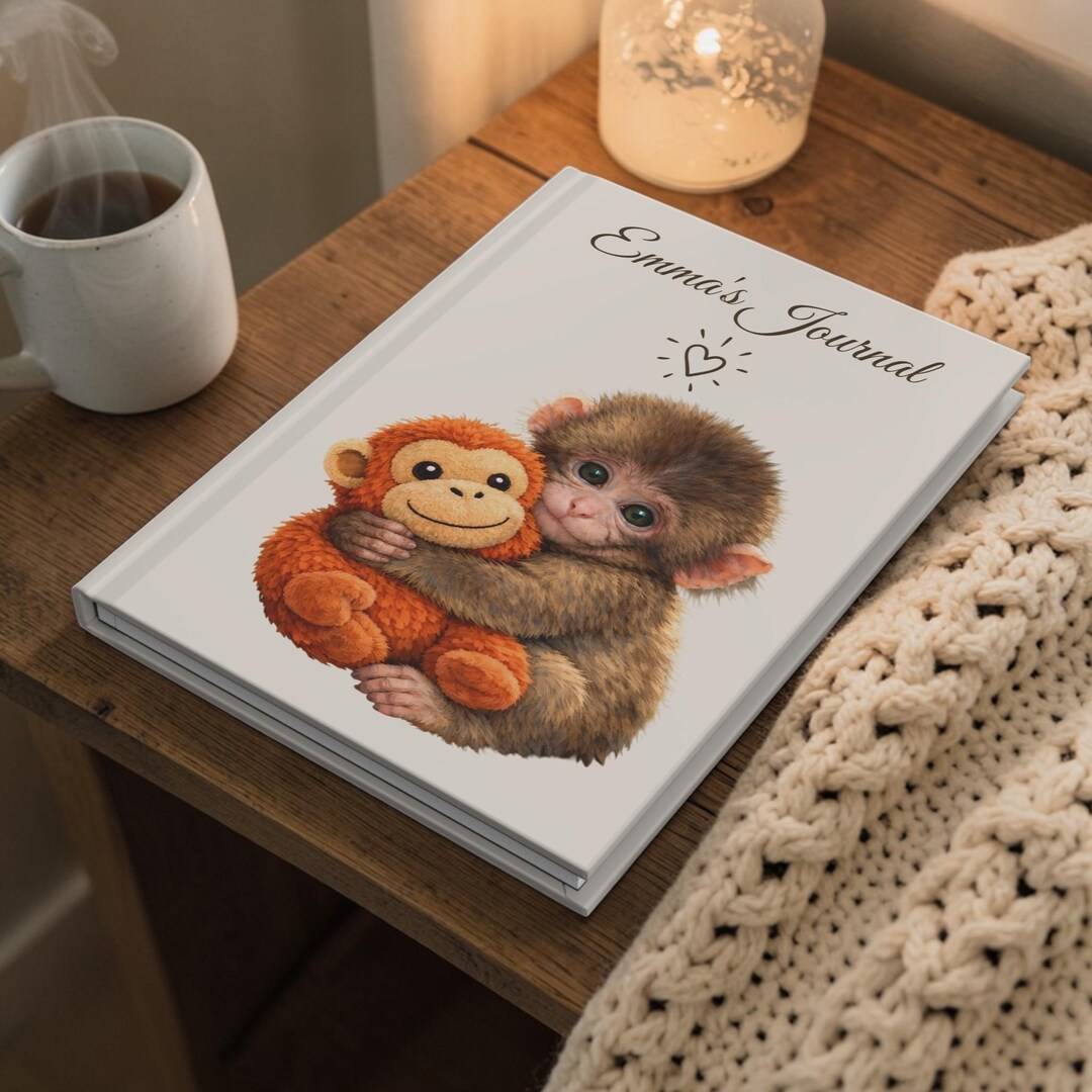 Personalized Monkey Journal for Kids, Custom Name Notebook, Animal ...