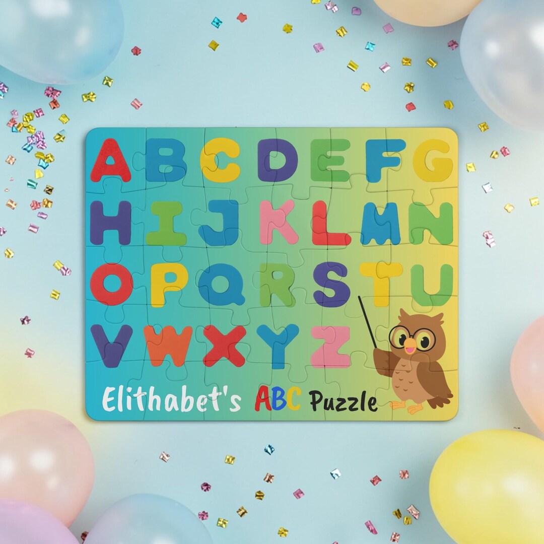 Personalized ABC Name Puzzle, Illustrated Owl Toddler Learning Toy - Etsy