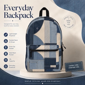 Denim Patchwork Backpack: Aesthetic School Bag