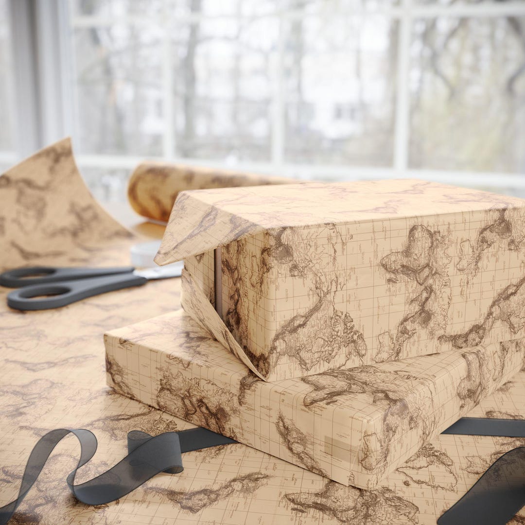 World Map Wrapping Paper: Vintage Travel Gift Wrap - Etsy