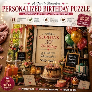 Personalized Birthday Puzzle: Custom Name Age and Date Keepsake Jigsaw