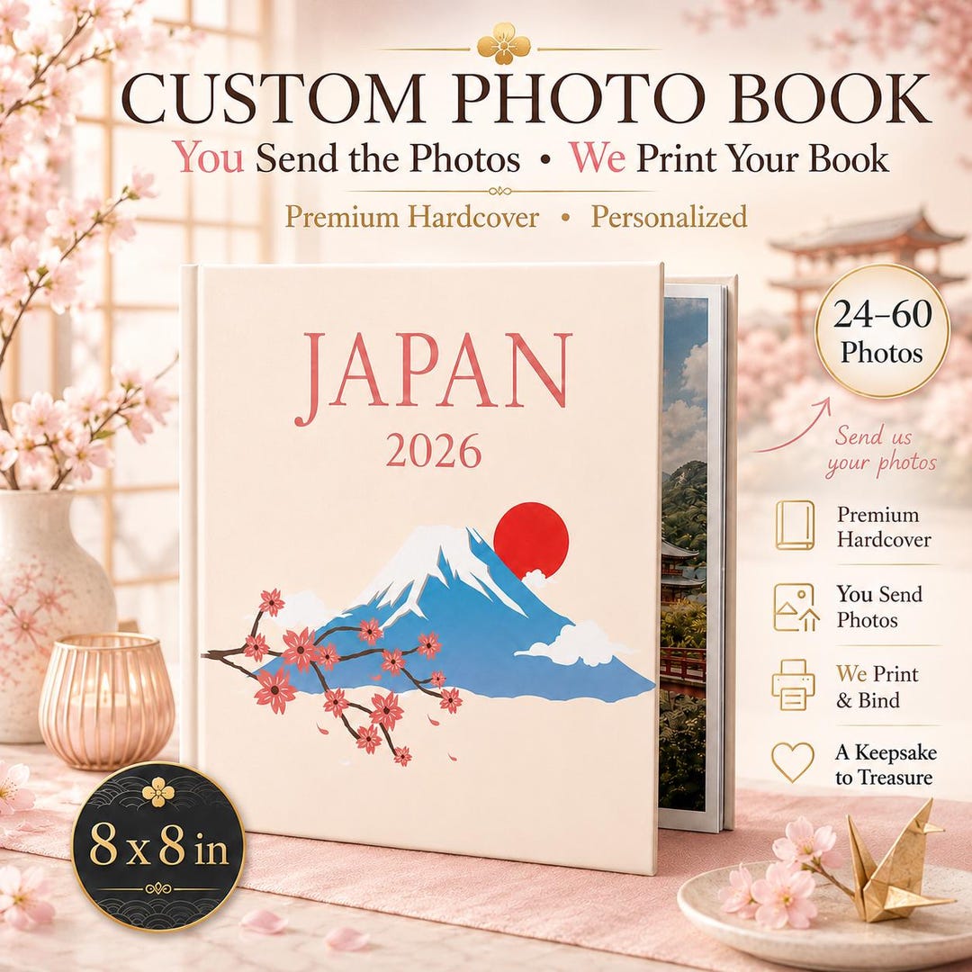 Japan Travel Photo Book 8x8 Custom Album Mount Fuji Sakura Cover