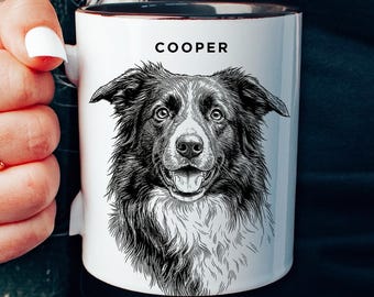 Custom Pet Portrait Mug - Personalized Line Art Mug, Gift for Dog Moms & Cat Dads