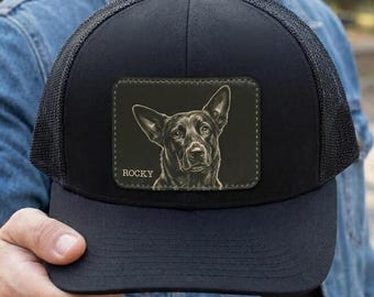 Custom Pet Portrait Leather Patch Hat – Personalized Dog Mom & Cat Dad Gift