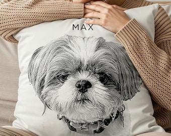 Custom Pet Portrait Pillow – Warm Personalized Dog Cushion for Cozy Home Decor, Pet Lovers Gift
