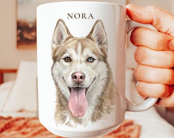 Custom Pet Portrait Mug,  Personalized Watercolor Style Gift for Dog Moms & Dads