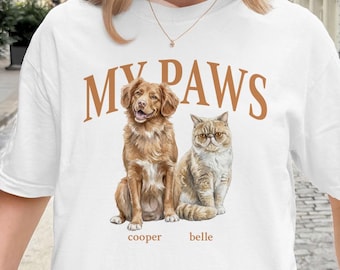 Custom Watercolor Pet Portrait Shirt, Comfort Colors Dog Cat Tee, Personalized Pet Parent Gift