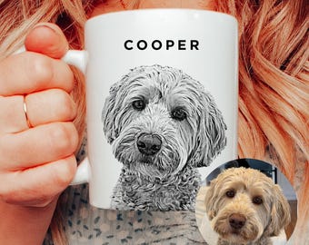 Tazza da caffè personalizzata con ritratto di animale domestico - Regalo personalizzato per cane, papà e mamma di gatto