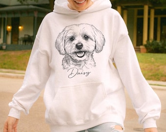 Custom Pet Portrait T‑Shirt, Personalized Dog Mom & Cat Dad Gift, Cozy Unisex Hoodie