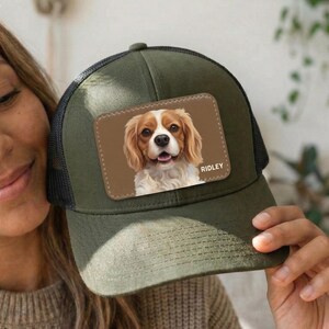 Regalo único para mamás perrunas, gorra con parche de cuero personalizado con retrato de mascota, recuerdo conmemorativo personalizado para mascotas