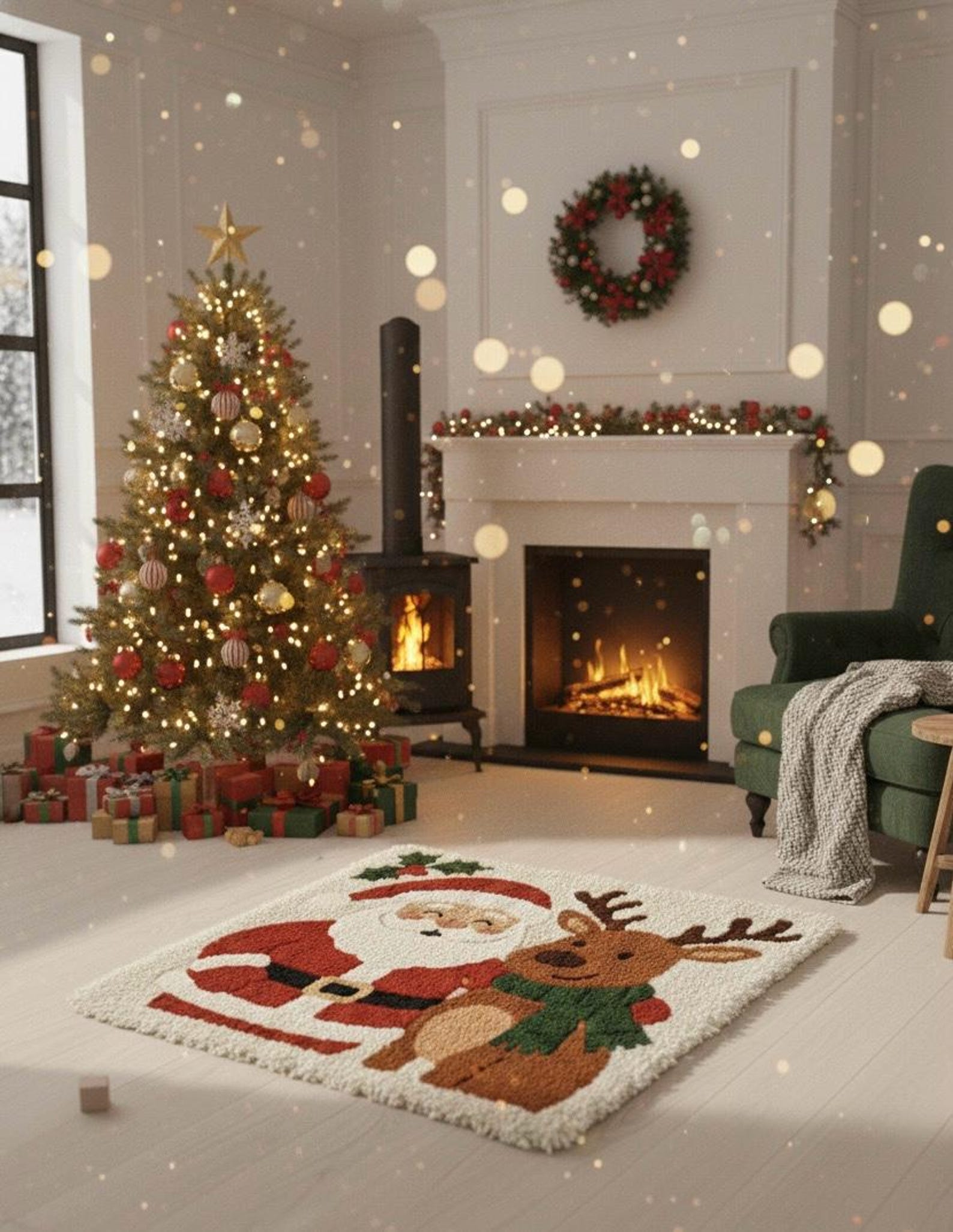 Handmade Santa and Reindeer Rug – Christmas Holiday Decor - Etsy
