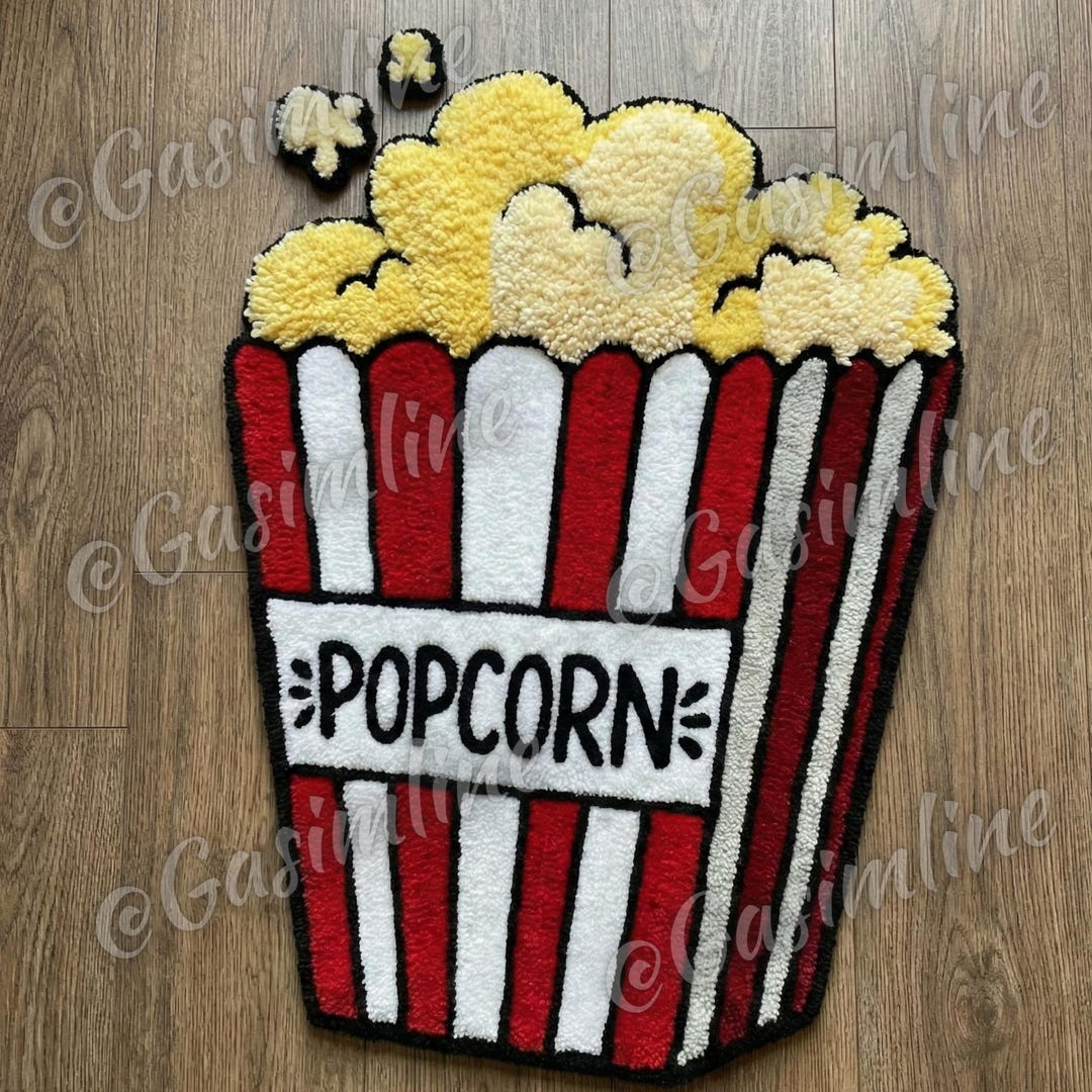 First Popcorn Machine Rug Handmade Popcorn Tufted Rug – Movie Night Rug, Cinema Room Carpet - Etsy