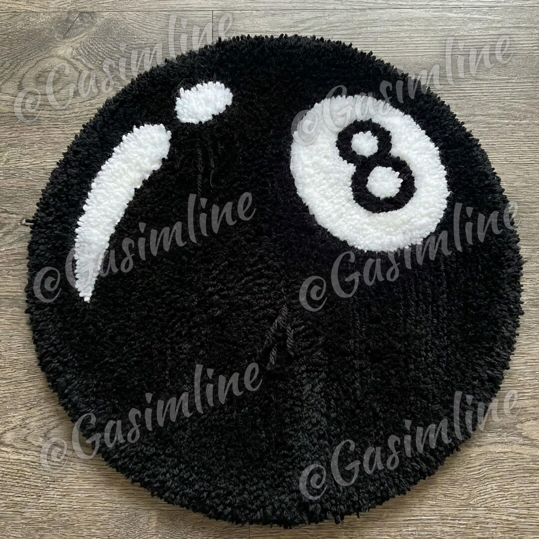 Number 8 Rug Handmade 8 Ball Tufted Rug – Black & White Magic 8 Ball Carpet - Etsy