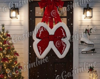 Handmade Christmas Bow Tufted Rug  Festive Holiday Decor