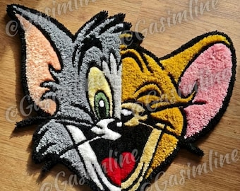 Alfombra con mechones de dibujos animados hecha a mano / Alfombra para habitación infantil / Regalo para amantes de los dibujos animados