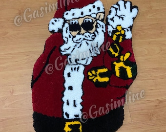 Handmade Santa Tufted Rug Christmas Holiday Home Decor