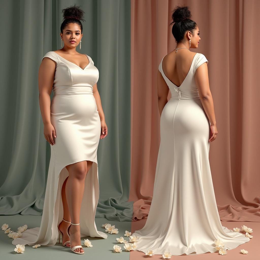 High Low Satin Bridal Gown