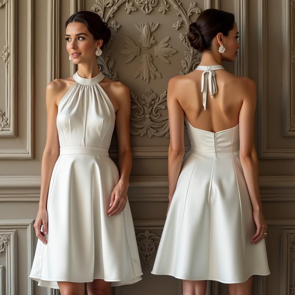 Ivory Satin Halter Dress