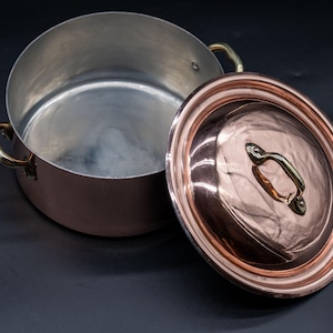 Vintage Franse koperen pan voor dagelijks koken
