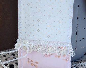 Quilted Prayer Card Pocket: Pink Floral Fabric Prayer Card Holder, Holds Most Standard Size Cards, Bible Verse Card Display