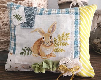 Rabbit Prayer Pillow with Crochet Heart: Christian Decor without Scripture