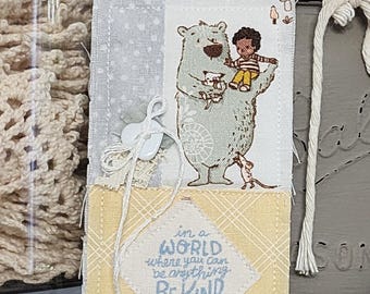Boy Be Kind Mini Prayer Quilt:  Interactive Pocket Prayer Quilt with Bear, Christian Gift, In a World Where You Can Be Anything Be kind