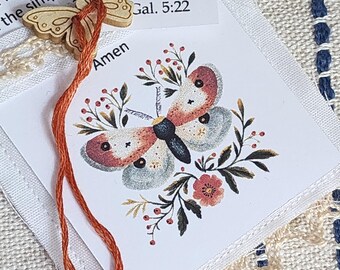 Fruits of the Spirit Prayer Cards: Includes Acknowledgment Cards and Fabric Holder, For Women New to Praying, Boho Butterfly Design