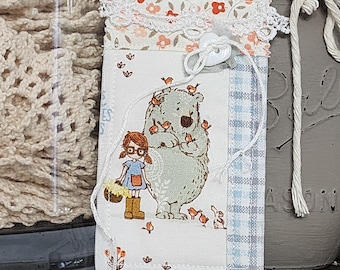 Pocket Prayer Quilt: Patchwork Mini Prayer Quilt with Little Girl & Bear, Christian Gift