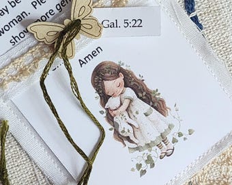 Fruits of the Spirit Prayer Cards: Includes Acknowledgment Cards and Fabric Holder, For Women New to Praying, Whimsical Girl Design