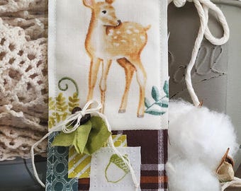 Deer Pocket Prayer Quilt: Woodland Animal Mini Quilt, Religious Gift