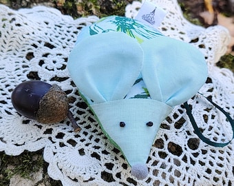 Fabric Church Mouse Ornament: Aqua & Green Christian Decor, Shelf Sitter