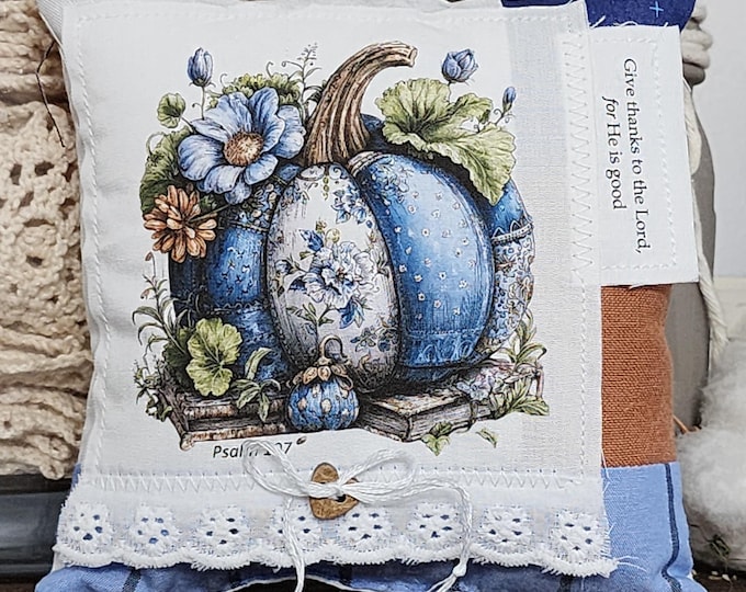 Featured listing image: Psalm 107 Prayer Pillow: Fall Faith Decor with Scripture, Interactive Praying