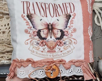 Floral Butterfly Prayer Pillow: Christian Scripture Decor