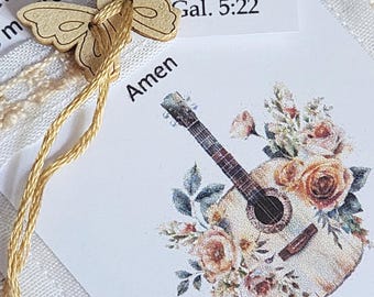 Fruits of the Spirit Prayer Cards for Women: Includes Acknowledgment Cards and Fabric Holder, Floral Guitar Design