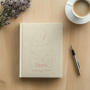 Journal de bien-être personnalisé à faire soi-même, carnet floral personnalisé, bloc-notes botanique, cadeau bien-être pour elle, journal de soins personnels