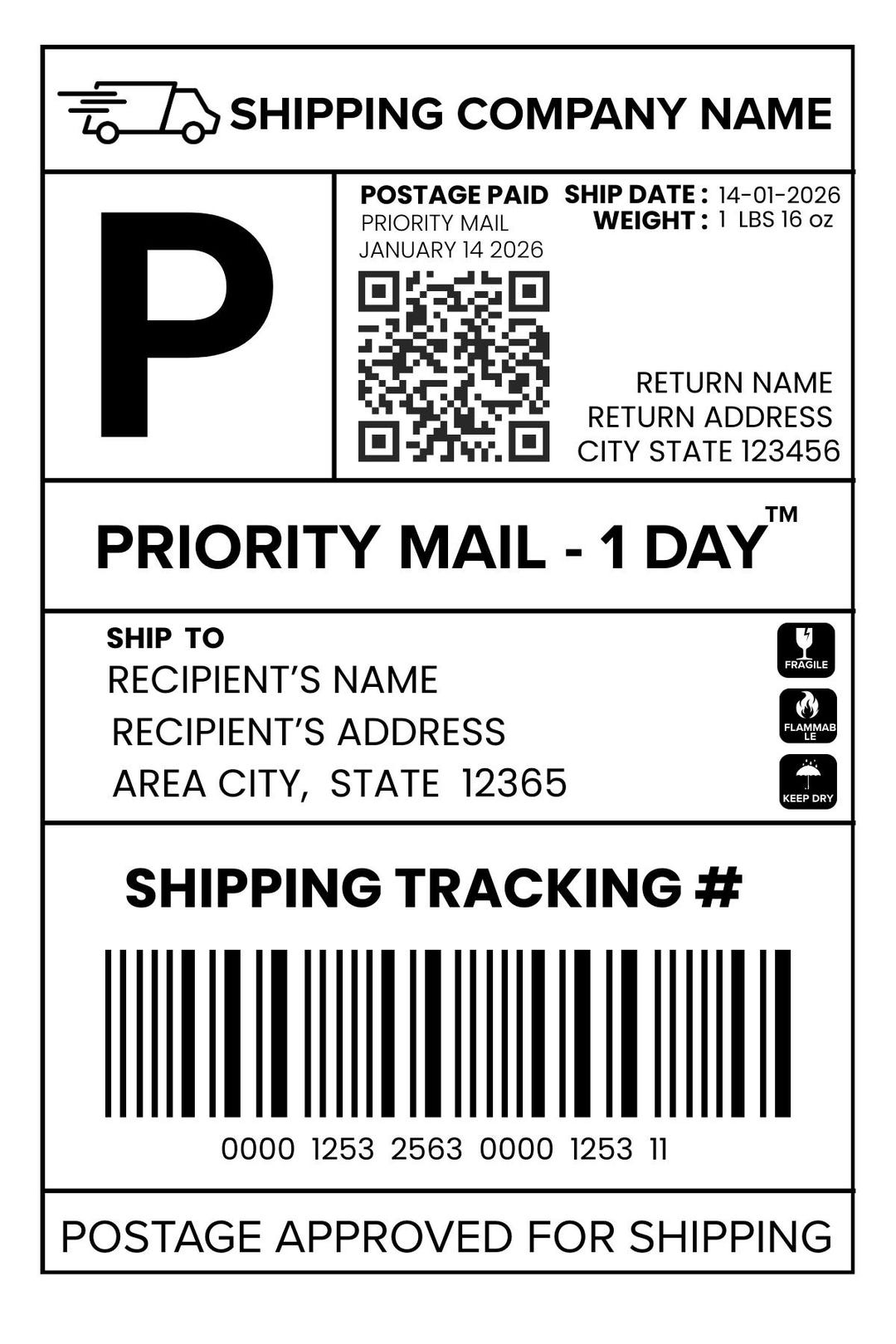 Image 3 for Usps Shipping Label Template Download